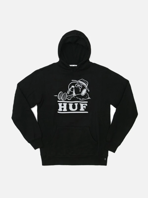 SPIKE NEEDLES PULLOVER HOOD-BLK
